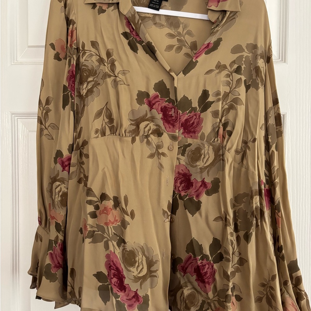 Vintage Floral Women's Silk Floral Top